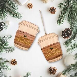 Christmas Gift Card Holder, Coffee Gift Card Holder, Wooden Ornament Magnet